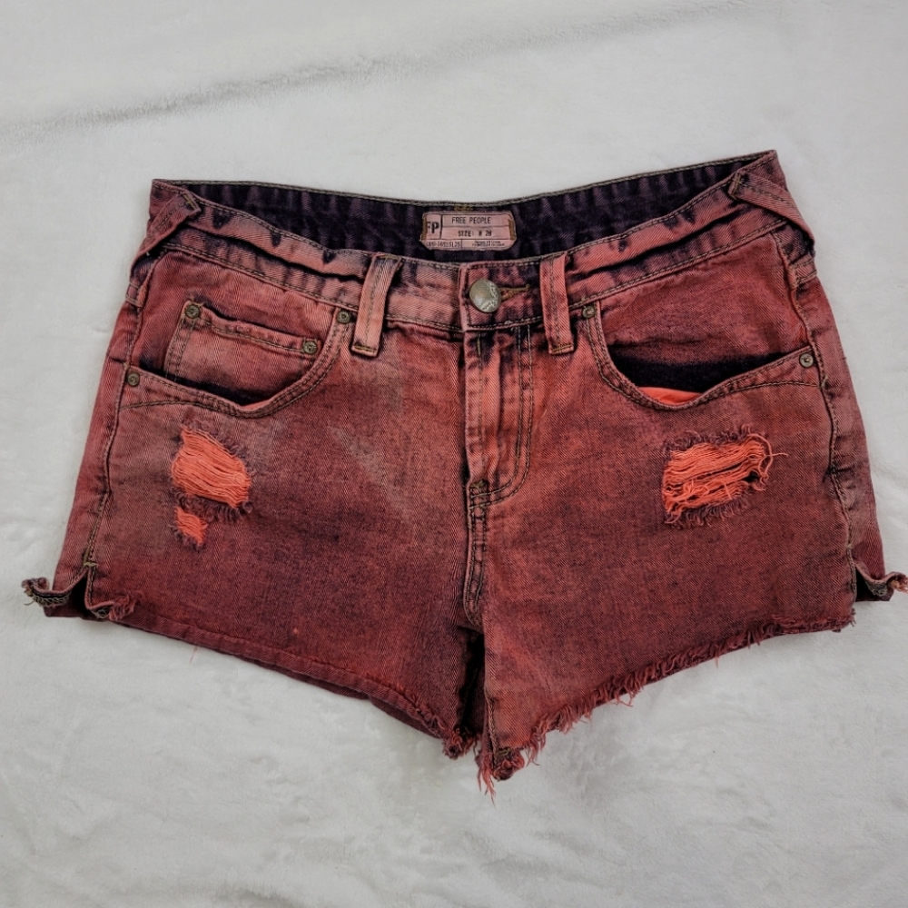 Free People Women's Jean Shorts Red